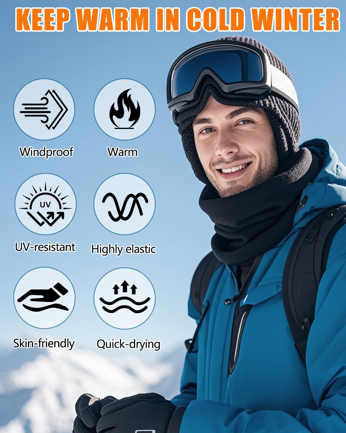 Fleece Neck Gaiter, Neck Warmer for Men & Women, Ski Mask Windproof Winter Face Cover Mask for Cold Weather - Image 2