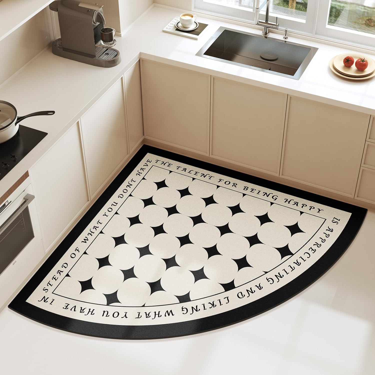 KISKIS Triangle Kitchen Rug Absorbent Water Corner Mat, Washable Non Slip Floor Area Rug Rubber Standing Mat, Radius,3,32"