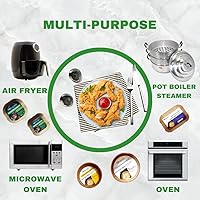 Vista 5 de Revestimientos cuadrados desechables para freidora de aire, papel pergamino para accesorios de freidora de aire, forros para cesta de freidora