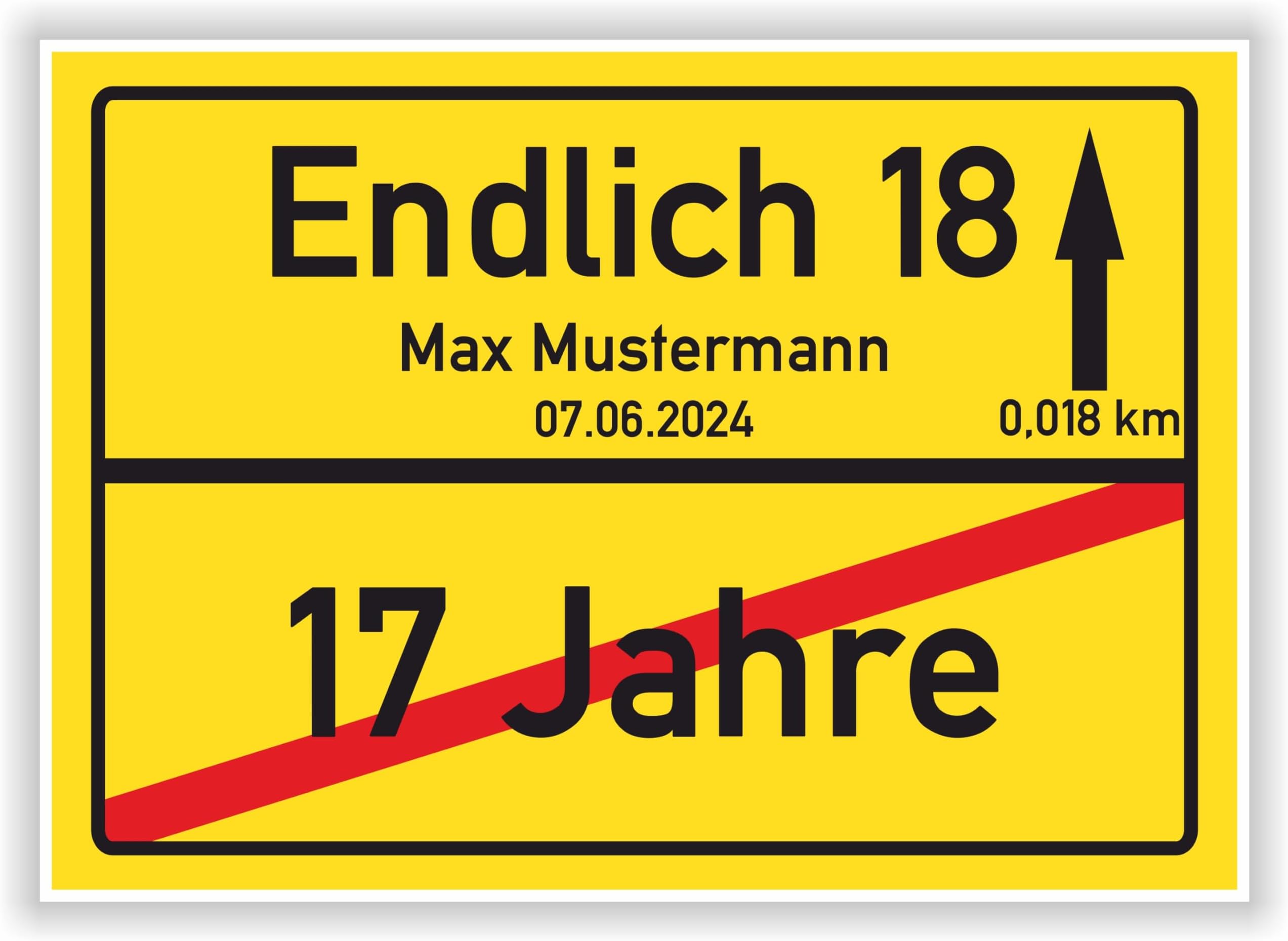 Ortsschild Zum 18. Geburtstag – Alu-Schild Mit Sprüchen, 20x26,5 Cm – Lustige Deko Zur Volljährigkeit