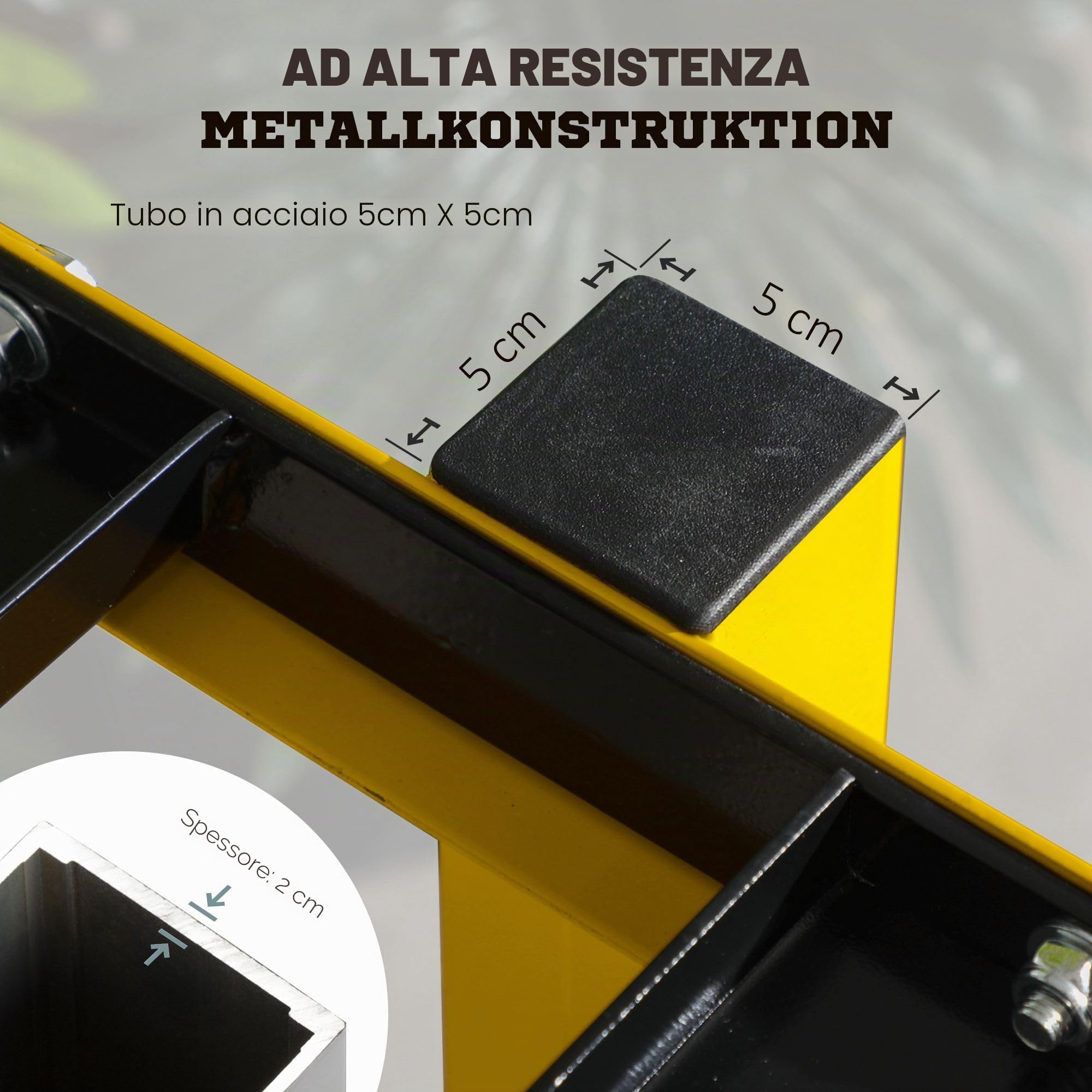 SPORTNOW Supporto per manubri a 2 livelli, supporto per bilanciere fino a 270 kg, supporto per sollevamento pesi, allenamento di forza, acciaio, giallo, nero, 92,5 x 50,5 x 80,5 cm