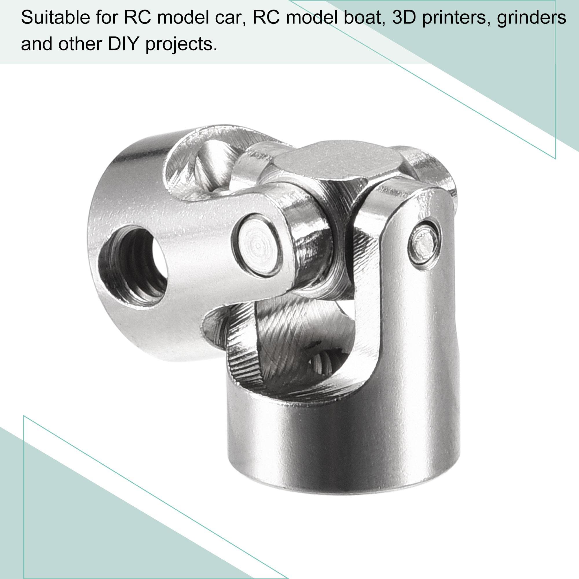 sourcing map 6mm A 6mm Interior Diámetro Giratorio Universal Junta Eje Acoplamiento L23 X D11 con Tornillos y Llave para RC Modelo Paquete de 5