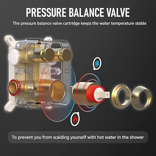 Miniatura 78 de IRIBER - Sistema de ducha de lluvia con cabezal de ducha fijo y de mano de alta presión cepillado níquel,Oro cepillado,Cromado,Oro rosa