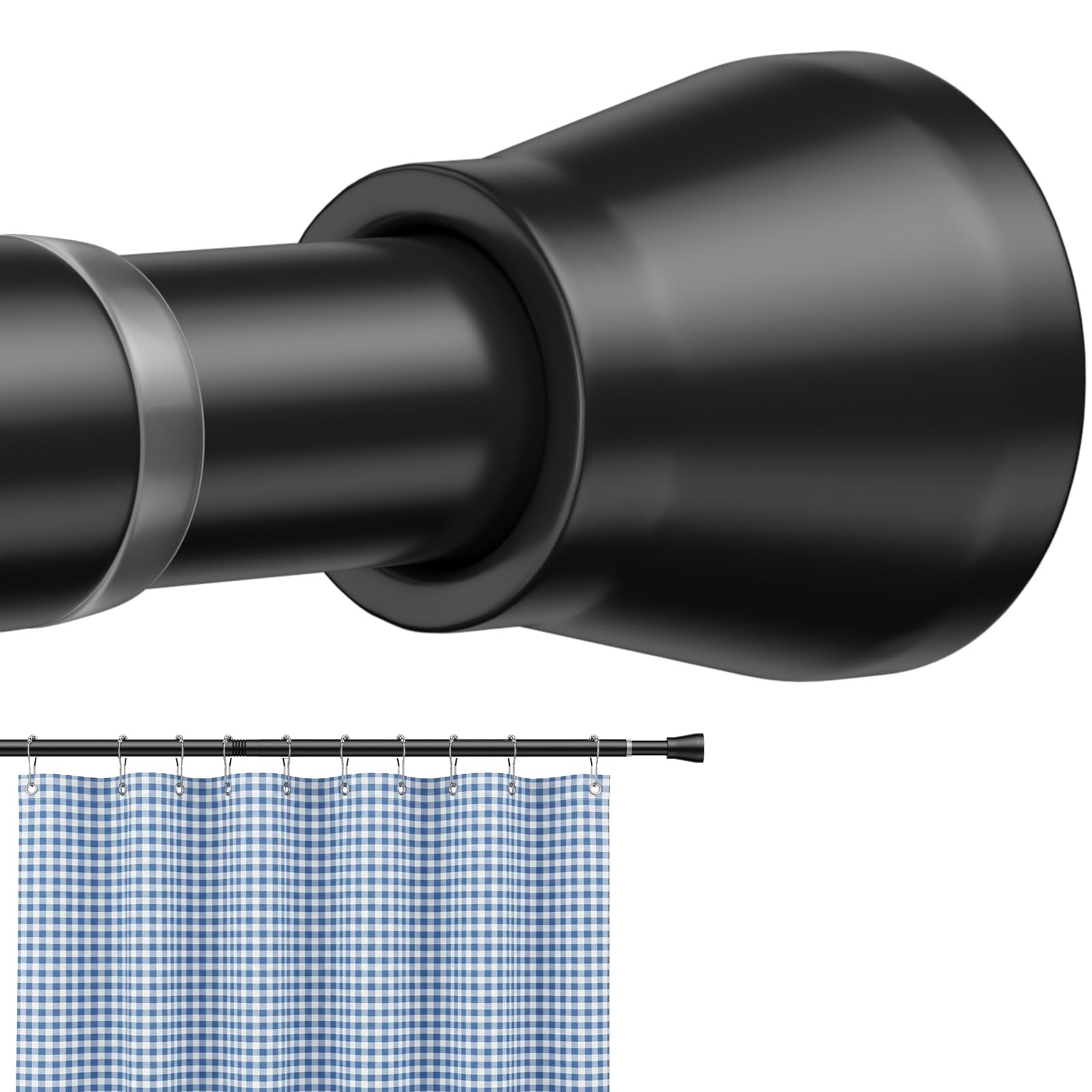 Photo 1 of ZipGlo Tension Curtain Rod 40-73in Black
