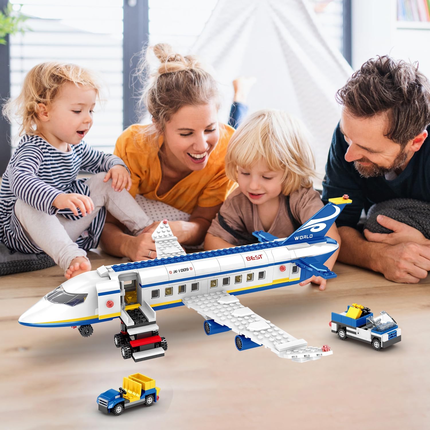 510 Pcs City Passenger Airplane Building Set, 6 IN1 Plane Building Blocks Toys, STEM Aircraft Bricks with Shuttle Bus, Baggage Truck,Airplanes Model Toys Gifts for Adults Boys Girls Age 6-12+ - Image 7
