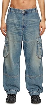 DIESEL メンズ デニム ルーズ ストレート D-FISH-CARGO 28 Amazon | [Diesel] [ディーゼル] メンズ デニム ルーズ