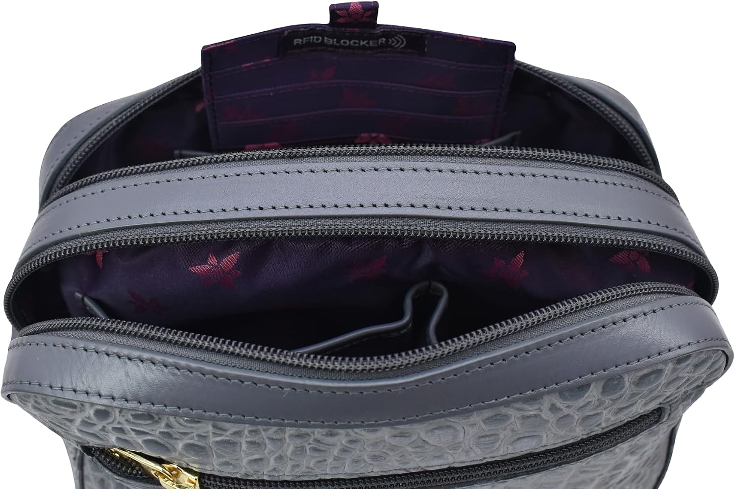 Anuschka Women’s Leather Messenger Bag – Hand-Painted Genuine Leather Handbag with Adjustable Strap - 704, Messenger Bag