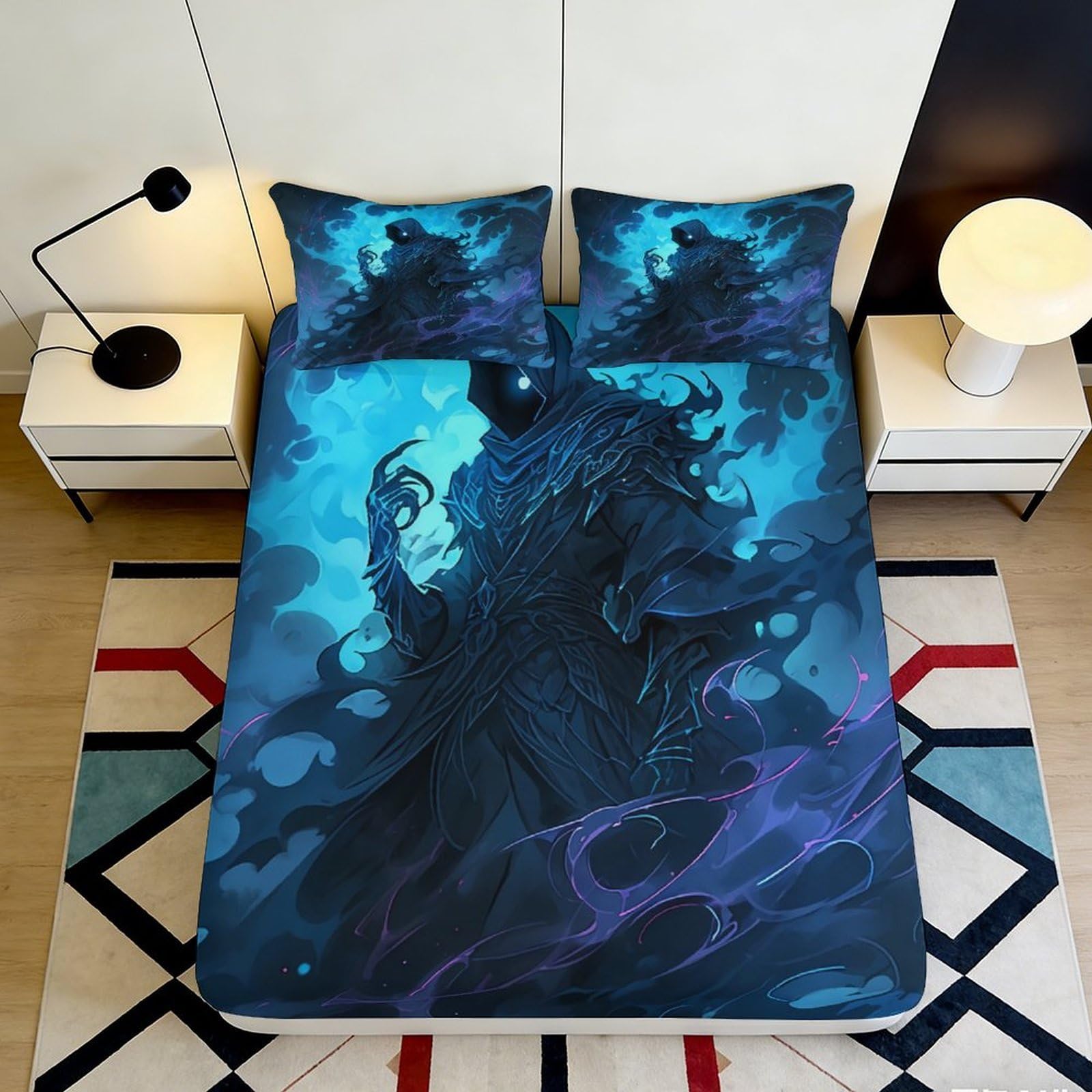 3D Printed Ethnic Pattern Fitted Sheet Microfiber Deep Pocket Non-Slip Bedroom Bedding Aztec Mattress Fitted Cover Washable 180x200x25cm