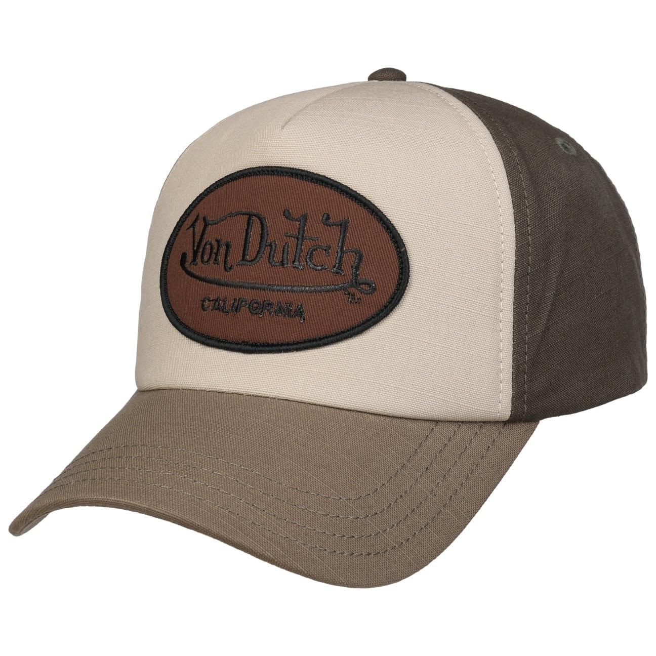 Von Dutch Marron Trucker CapDutch Women/Men - Cap Baseball mesh Snapback, with Peak, Lining All-Season Spring Summer Autumn Winter - One Size Beige