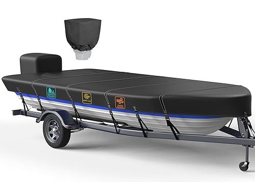 1200D 5-Layer Jon Boat Cover 16-18ft with Motor Cover |