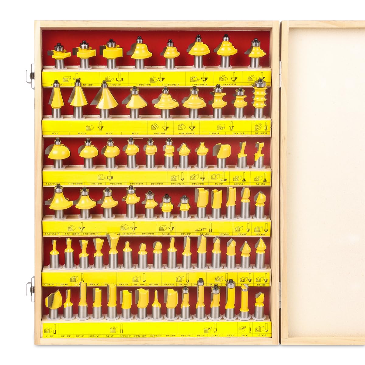 1/2inch Shank Router Bit Set of 70 Pieces,Tungsten Carbide Router Bits Set,70Pcs Woodworking Router Bit (1/2inch Shank, 70 Pieces)