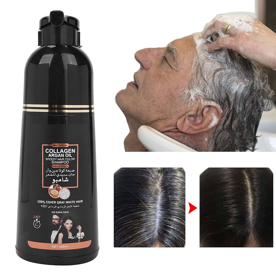 El champú de aceite de argán y colágeno de 400 ml cubre las canas y  restaura el brillo del cabello adecuado tanto para hombres como para  mujeres : Amazon.es: Belleza