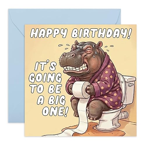 Divertente biglietto di compleanno – Hippo Toilet Big One Joke