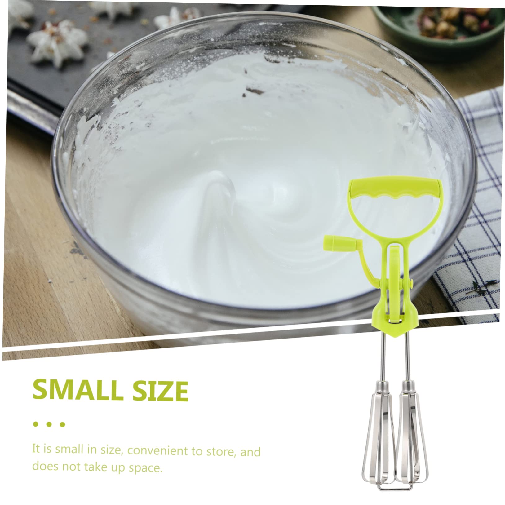 Cabilock 1Pc Manual Stainless Steel Egg Mixer Ergonomic Hand Crank Beater for Efficient Cooking Baking Blending Easy to Clean and Design for Green