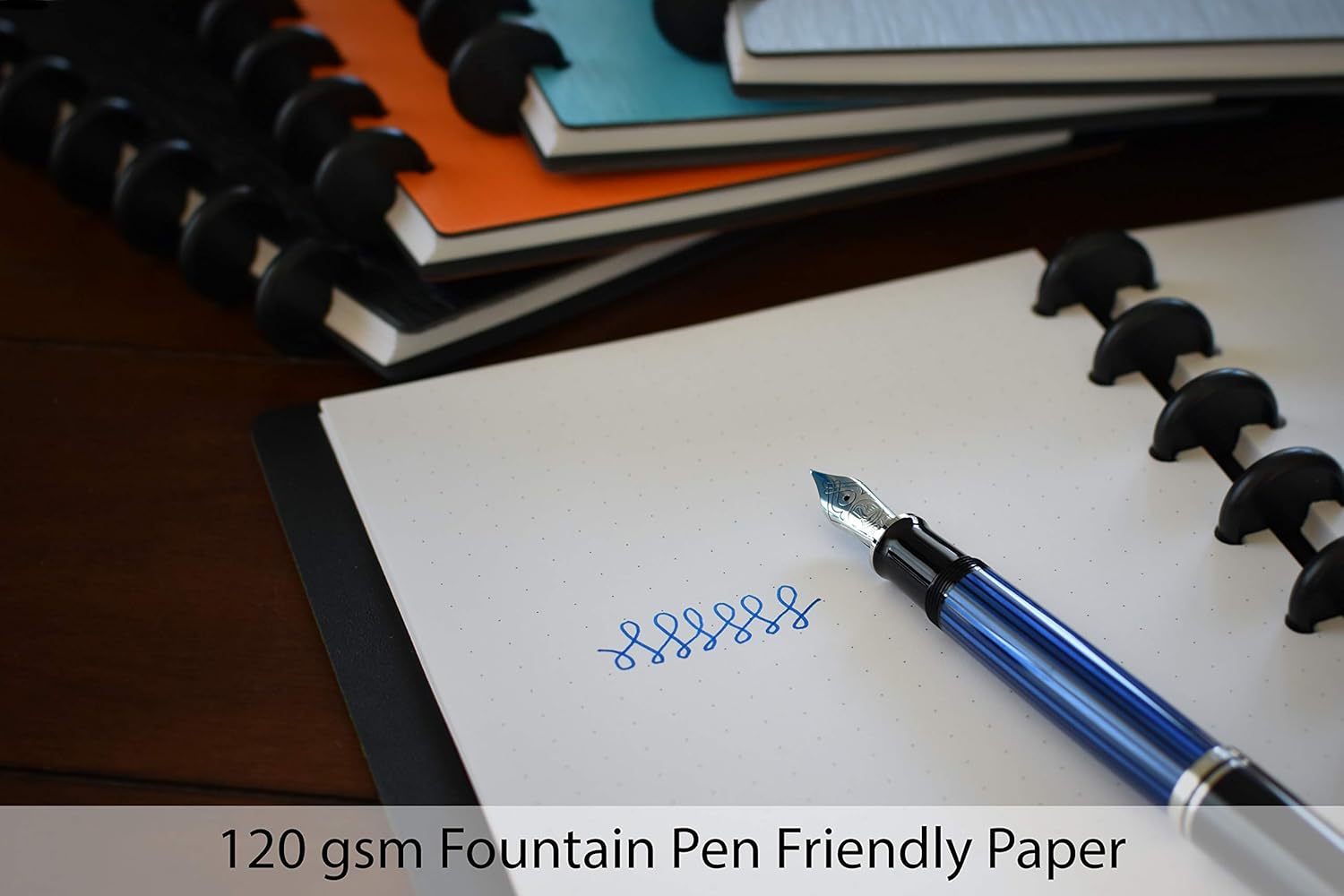 Eleven Discs Discbound Notebook, Letter Size, Faux Leather Cover, 120 gsm Heavyweight Paper, Includes 40 Margin Sheets, 5 Tabs, Page Flags (Navy Blue)