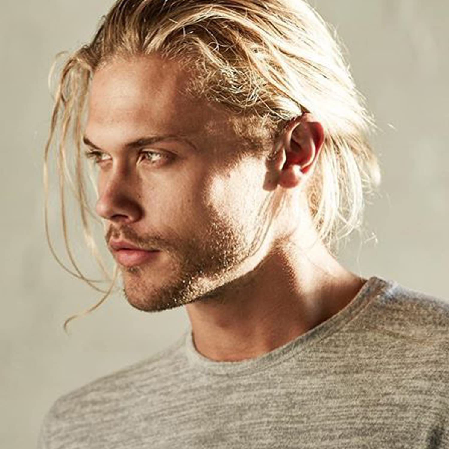 Voloria 12" Long Hair Men's Toupee 100% Virgin Human Hair Replacement System for Men 10"x8" Base Size #613 Blonde Color