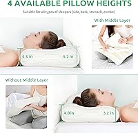 Vista 4 de UTTU - Almohada tipo sándwich tamaño King. Almohada de espuma viscoelástica. Almohada de bambú para dormir. Almohada cervical para dolor de cuello.