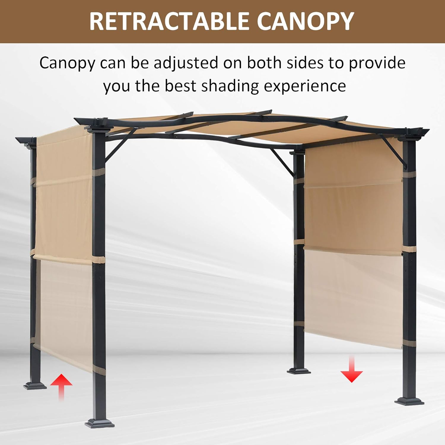 Buy Outsunny Outdoor Retractable Pergola Garden Gazebo with Two