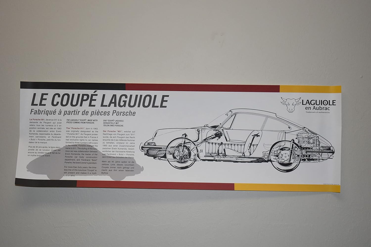 Laguiole en Aubrac Handmade Luxury Folding Pocket Steak Knife, 4.8-in (12cm), High-End German Automobile Full Original Handle