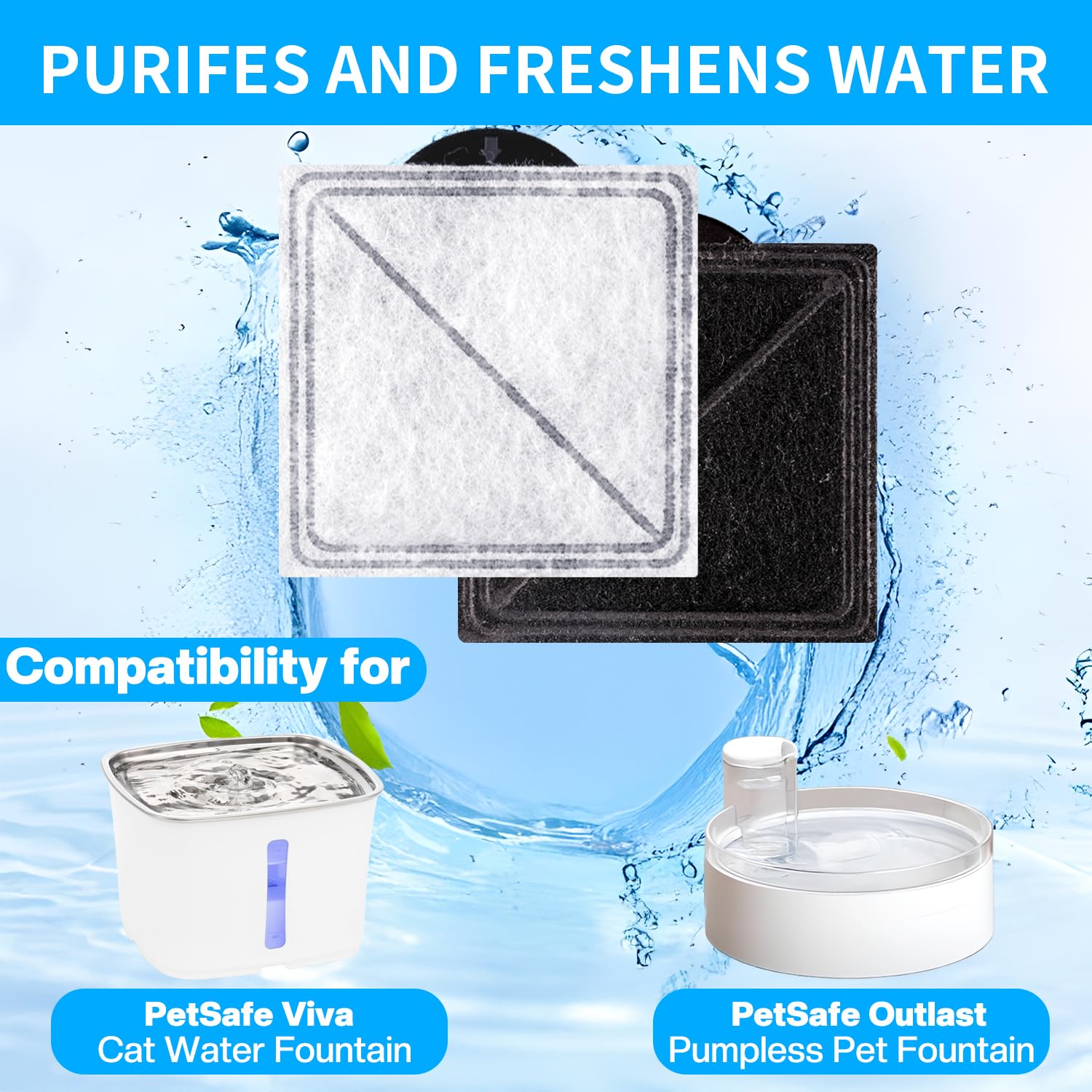 2 5inch Pet Fountain Filters Replacement Compatible with PetSafe Outlast Pumpless Pet and for Viva Pet Water Fountains — view 6