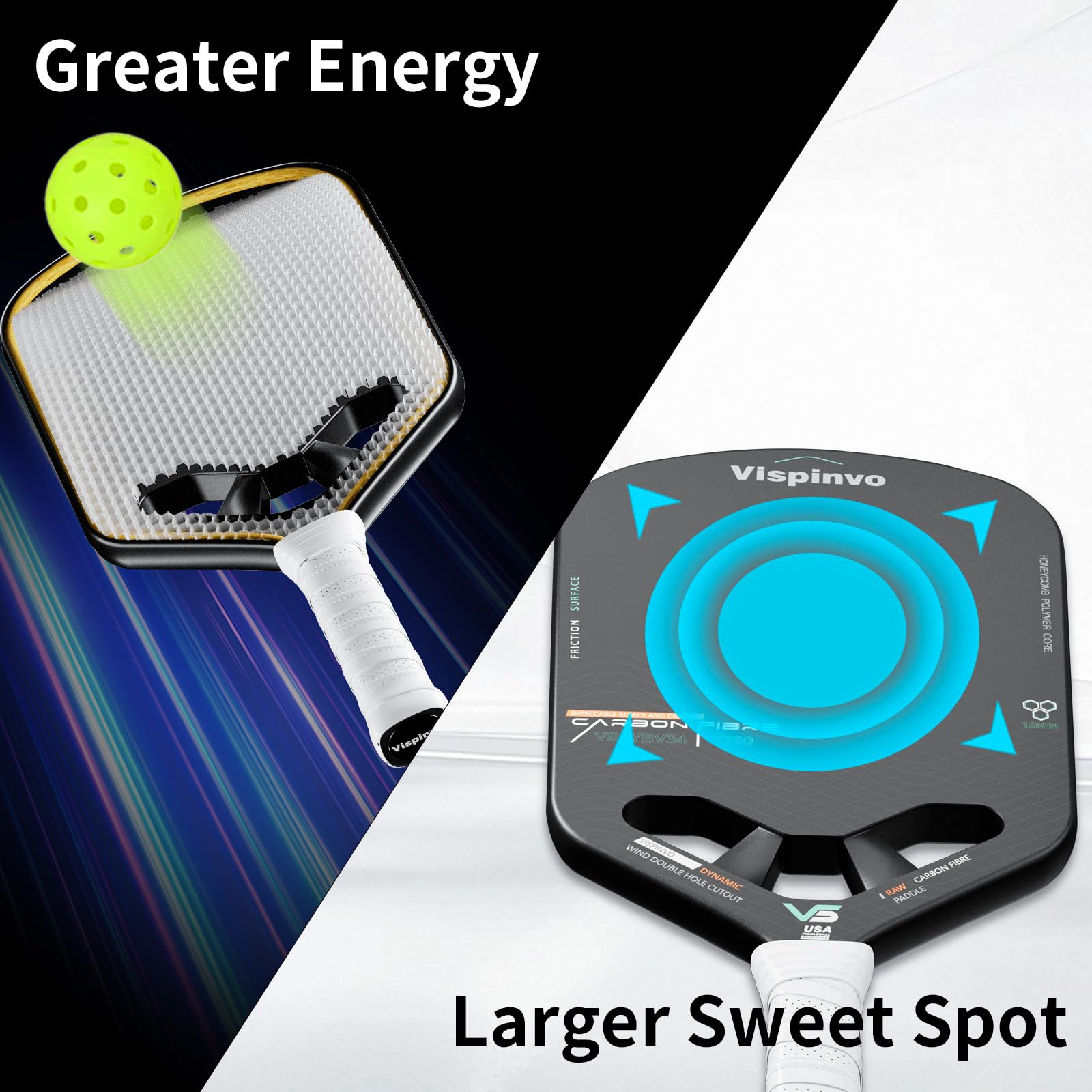 Amazon.co.jp: Vispinvo ピックルボールパドル エッジレス 16mm T700