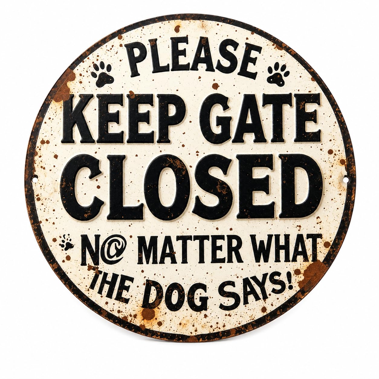 Please Keep Gate Closed Dog Tin Sign, 8 Inch/20cm Vintage Metal Wall Plaque in Antique Bronze, Funny Pet Warning Sign for Garden Gate, Fence, Door, Porch and Dog Area Decor