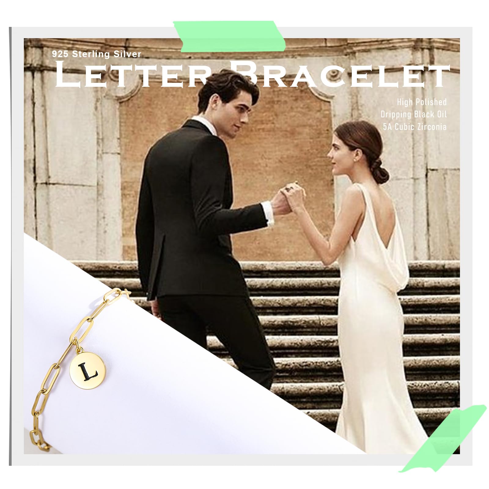OHAYOO Pulsera de oro con inicial para mujeres y niñas, pulsera de plata de ley con letras de la suerte, pulseras con nombre personalizado para mujeres, adolescentes, niñas, regalos para su novia,