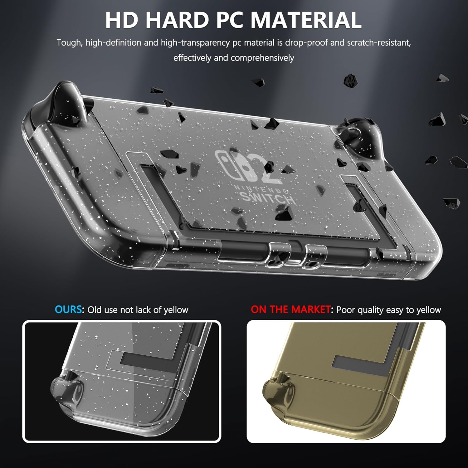 FANPL Clear Glitter Case for Nintendo Switch 2 (2025), Protective Cover for Switch 2 and Joy Con Controller with Screen Protector 4 Thumb Grip Caps - Strong and Durable, Not Easy to Fall Off - Image 5