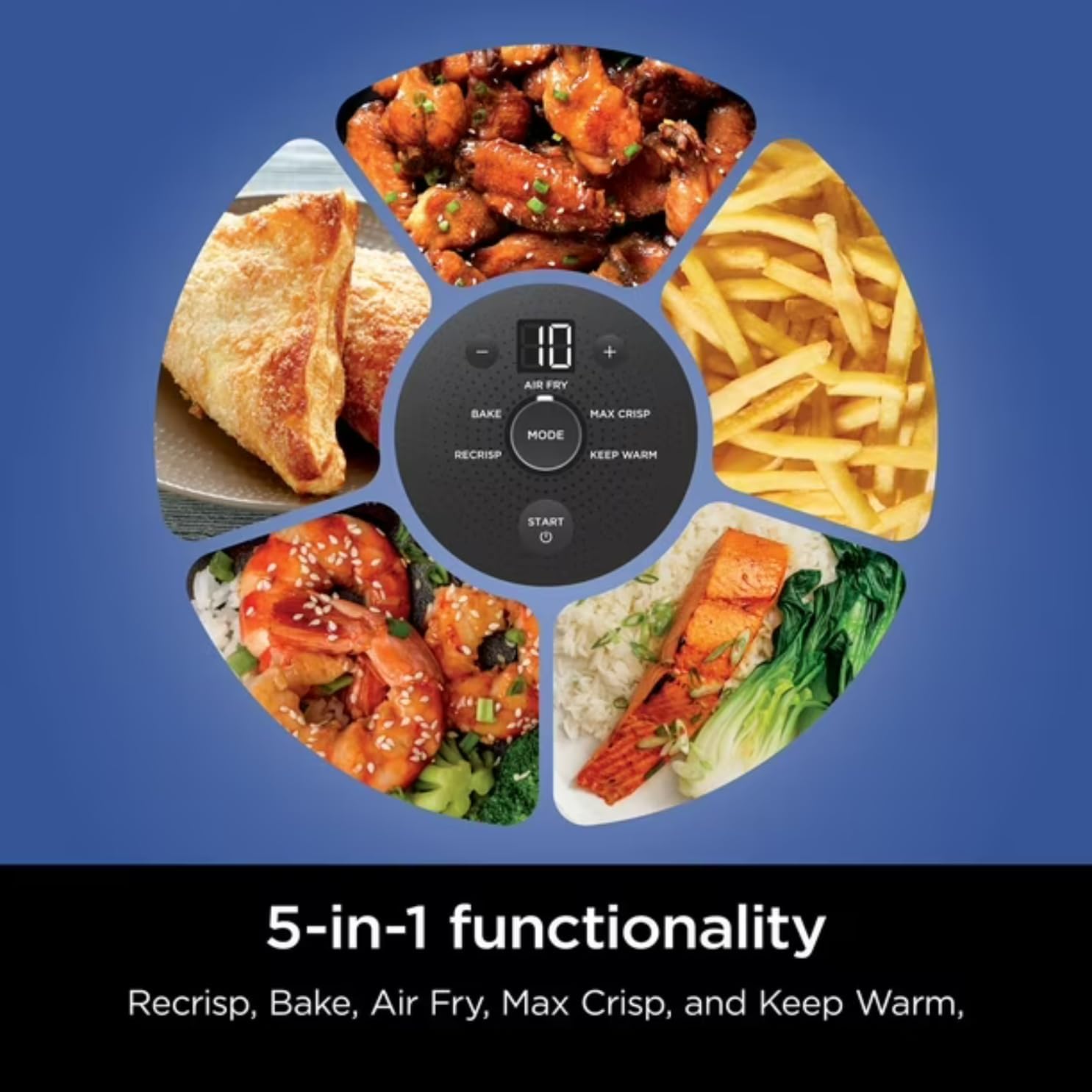 5-in-1 Portable Glass Air Fryer Cooking System with 3 Containers (6-Cup, 2.5 Qt, 4 Qt), 1500W, PFAS-Free, Dishwasher & Microwave Safe