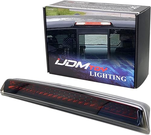 iJDMTOY Lente ahumada estroboscópica estilo F1 con reflector cromado rojo 48-SMD LED de montaje alto, tercer freno, montaje de luz de
