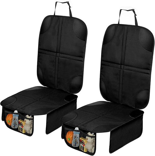 Ariesnova Car Seat Protector, 2 Pack Car Seat Protectors For Child Seats, Waterproof And Non-Slip Baby Car Seat Protector With Storage Pockets, ISOFIX Compatible