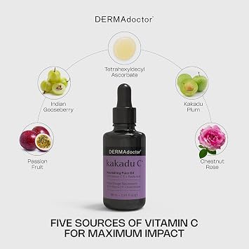 DERMAdoctor Vitamin C Oil for Face, Hydrating 20% Vitamin C Night Oil, 1 Oz