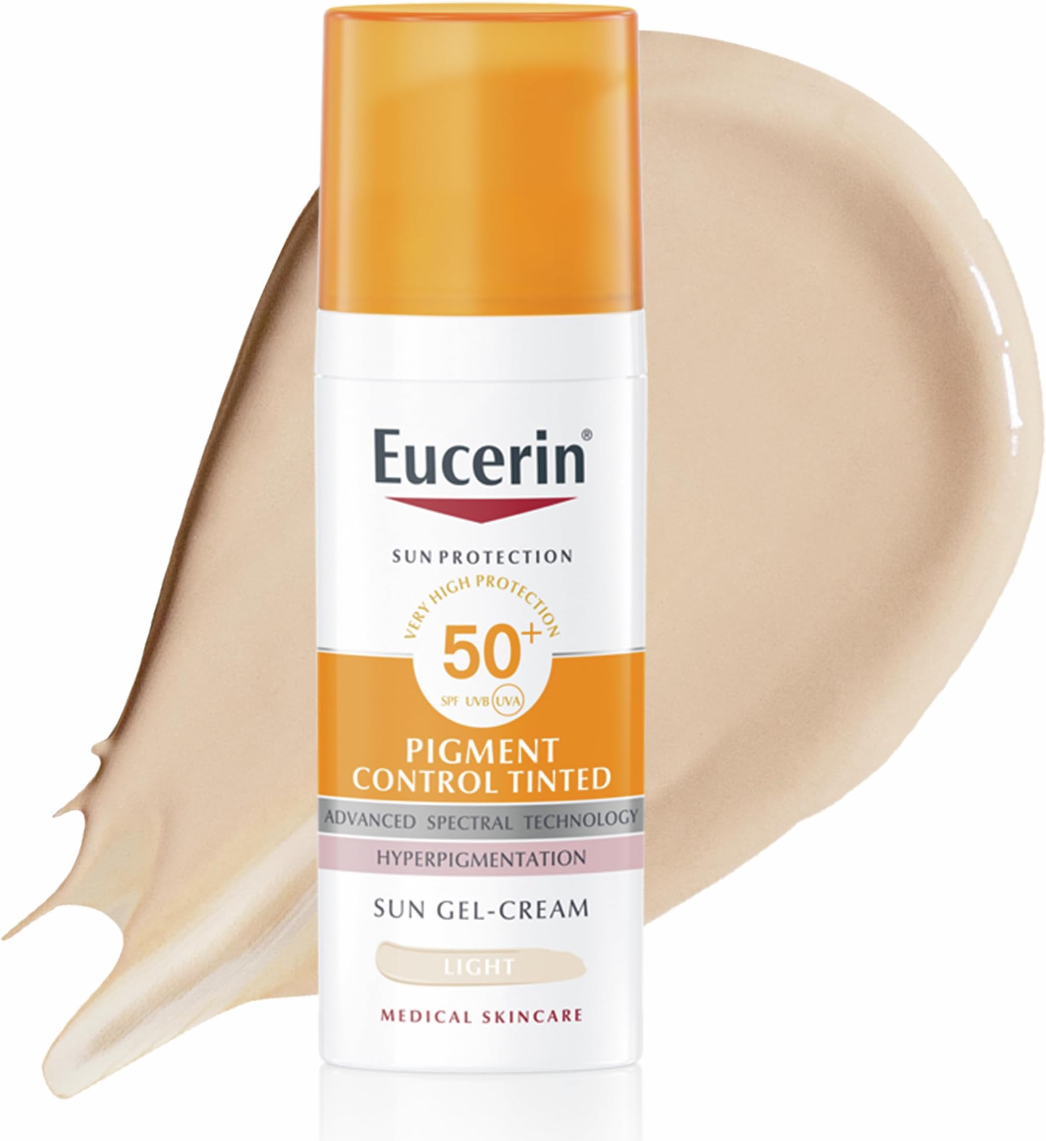 Sun Pigment Control Tinted Face Gel-Cream SPF 50+ 50ml, Advanced Facial UVB/UVA Protection for All Skin Types, Tinted Sunscreen for An Even and Glowing Complexion, Shade: Light