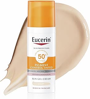 Eucerin Sun Pigment Control Tinted Face Gel-Cream SPF 50+ 50ml, Advanced Facial UVB/UVA Protection for All Skin Types, Tinted Sunscreen for An Even and Glowing Complexion, Shade: Light