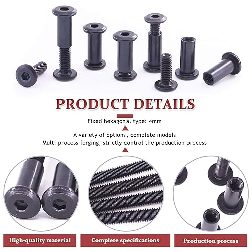 Miniatura 4 de Hilitchi Kit de 120 tornillos de cabeza avellanada M6, tornillos de cabeza avellanada, tuercas de barril, tuercas de cuna, kit surtido de tuercas