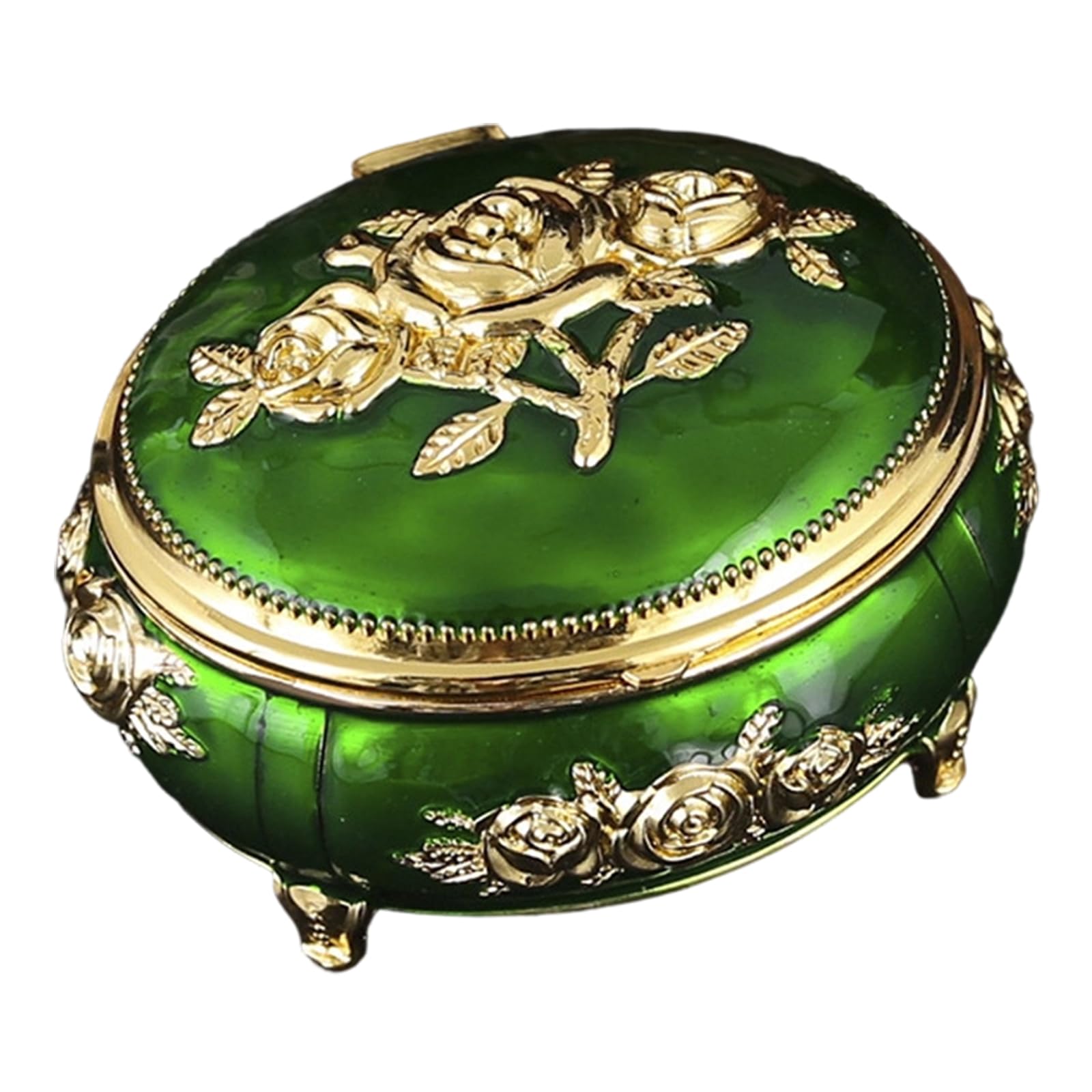 Bbajszx Enameled Floral Jewelry Box with European Designs and Diamonds Accent for Home Decoration Old Jewelry Storage