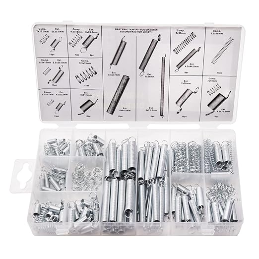 200PCS Spring Assortment Kit Zinc Plated Extension and Compression Springs Kit with 20 Different Sizes for Home Repairs & DIY