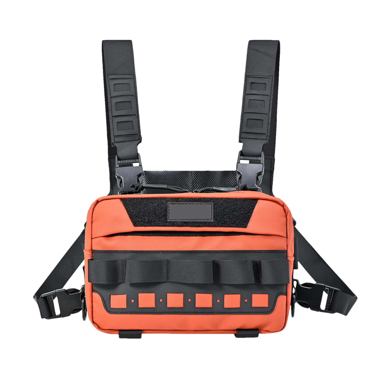 Bolsa de pecho deportiva naranja con bolsillos para running y ciclismo