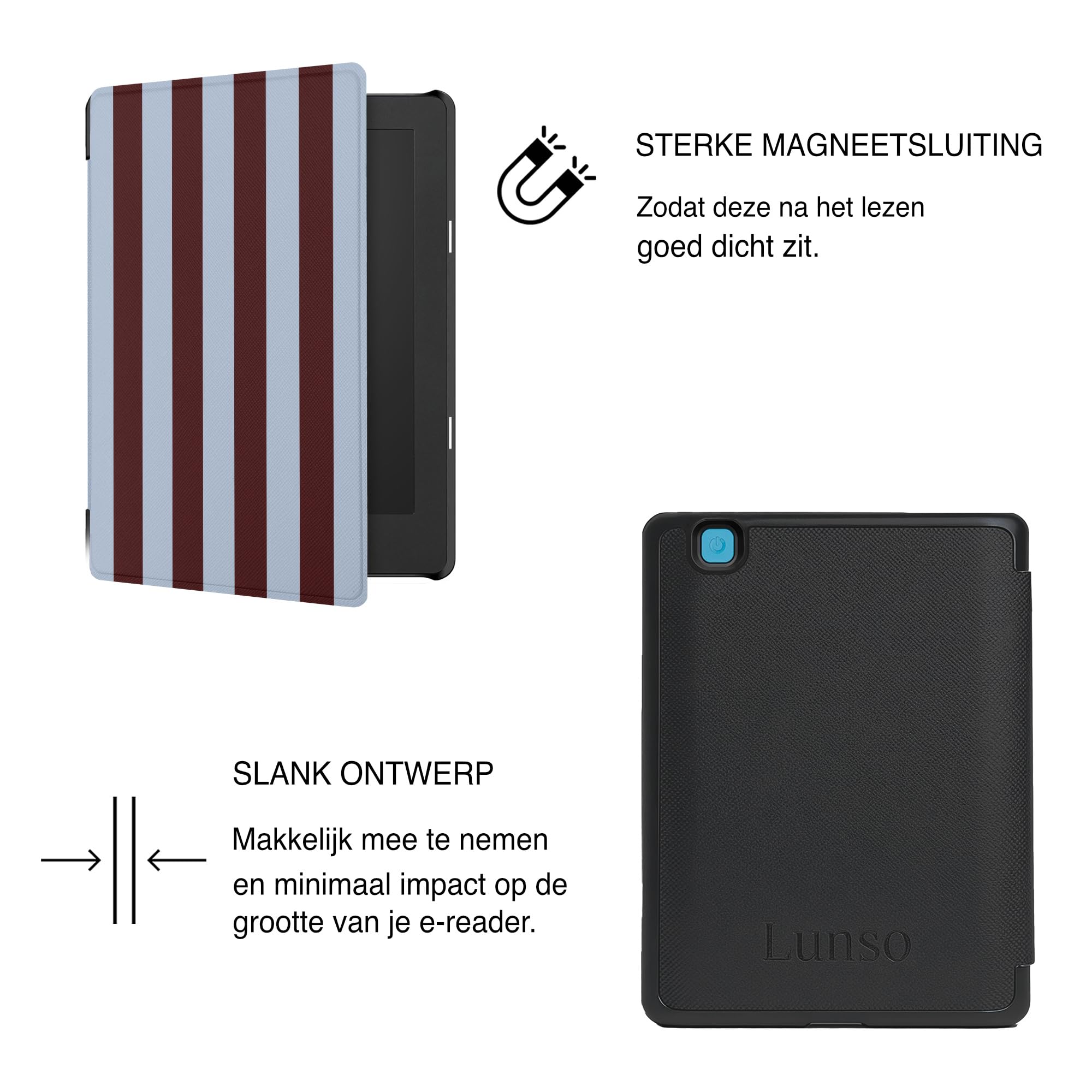 Lunso Compatible avec Kobo Aura Edition 2 Étui (6 pouces) - Housse Vegan Saffiano Cuir Sleep Cover - Bourgogne