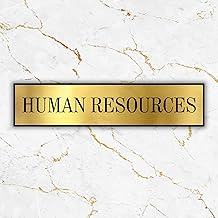 HUMAN RESOURCES Self Adhesive Acrylic HR Signage | Silver & Black Engraved Acrylic Sheet | Ideal for Office, Hospital, College, Company, School, Hotel, Restaurant | 12x3 Inch (Gold)
