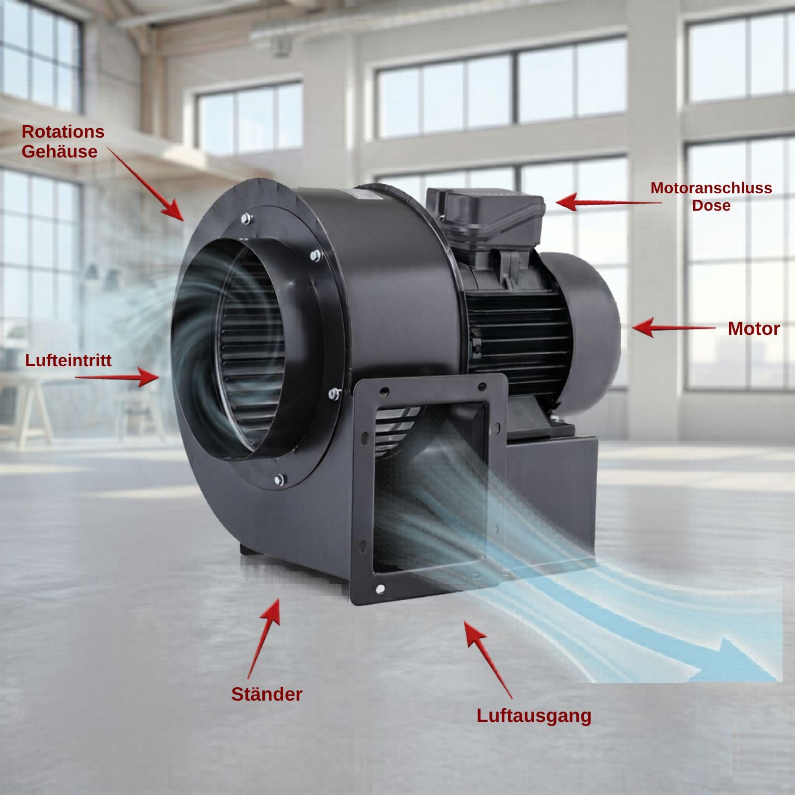 OBR 200 TURBO - Ventilatore radiale 230V, Radialgebläse, Radial Zentrifugalventilator, Radiallüfter, Zentrifugal Ventilator, Gebläse, Industrie Radiallüfter per aspirazione fumo o Gebläse Lüfter, 1800