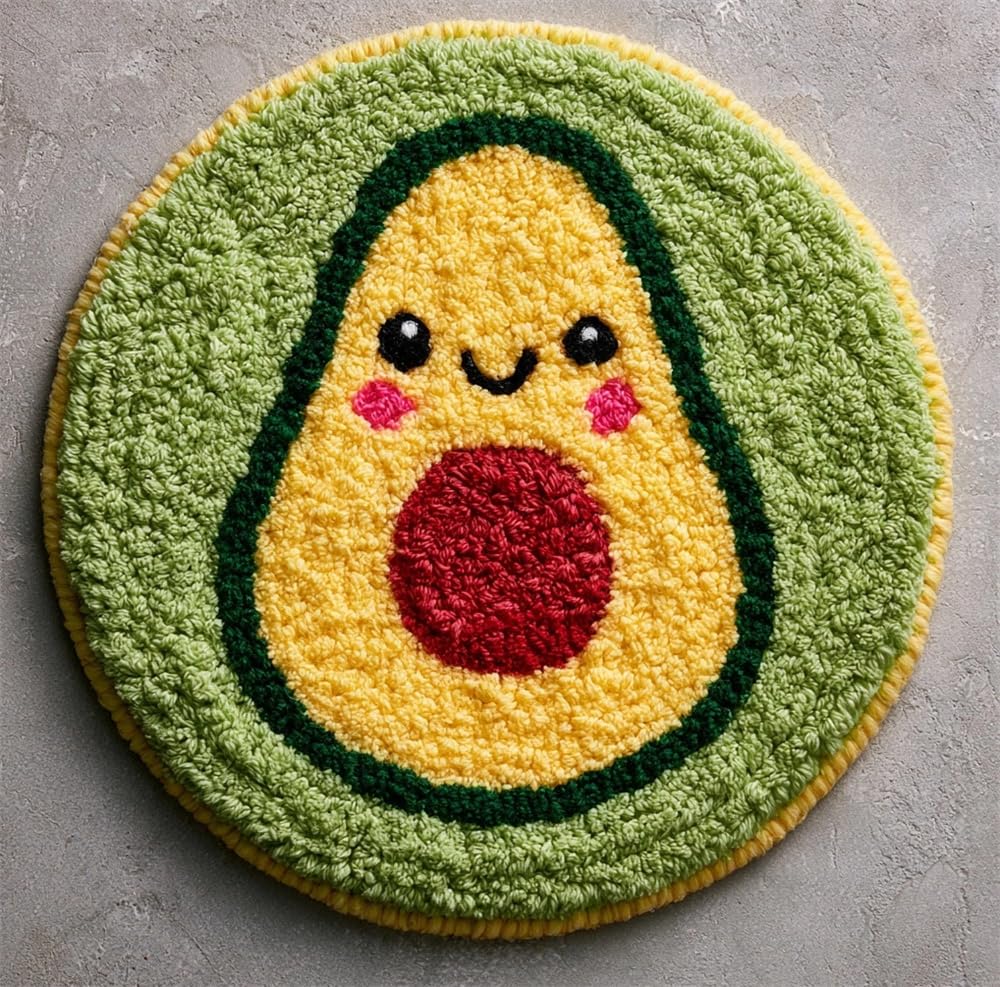 kitphoenix Round Latch Hook Kit Smiling Avocado