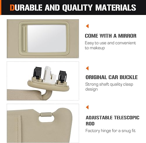 Miniatura 15 de Visera solar con luz para Toyota Camry 2007-2011 con techo solar, lado izquierdo del conductor gris parasol de repuesto 74320-06800-B0
