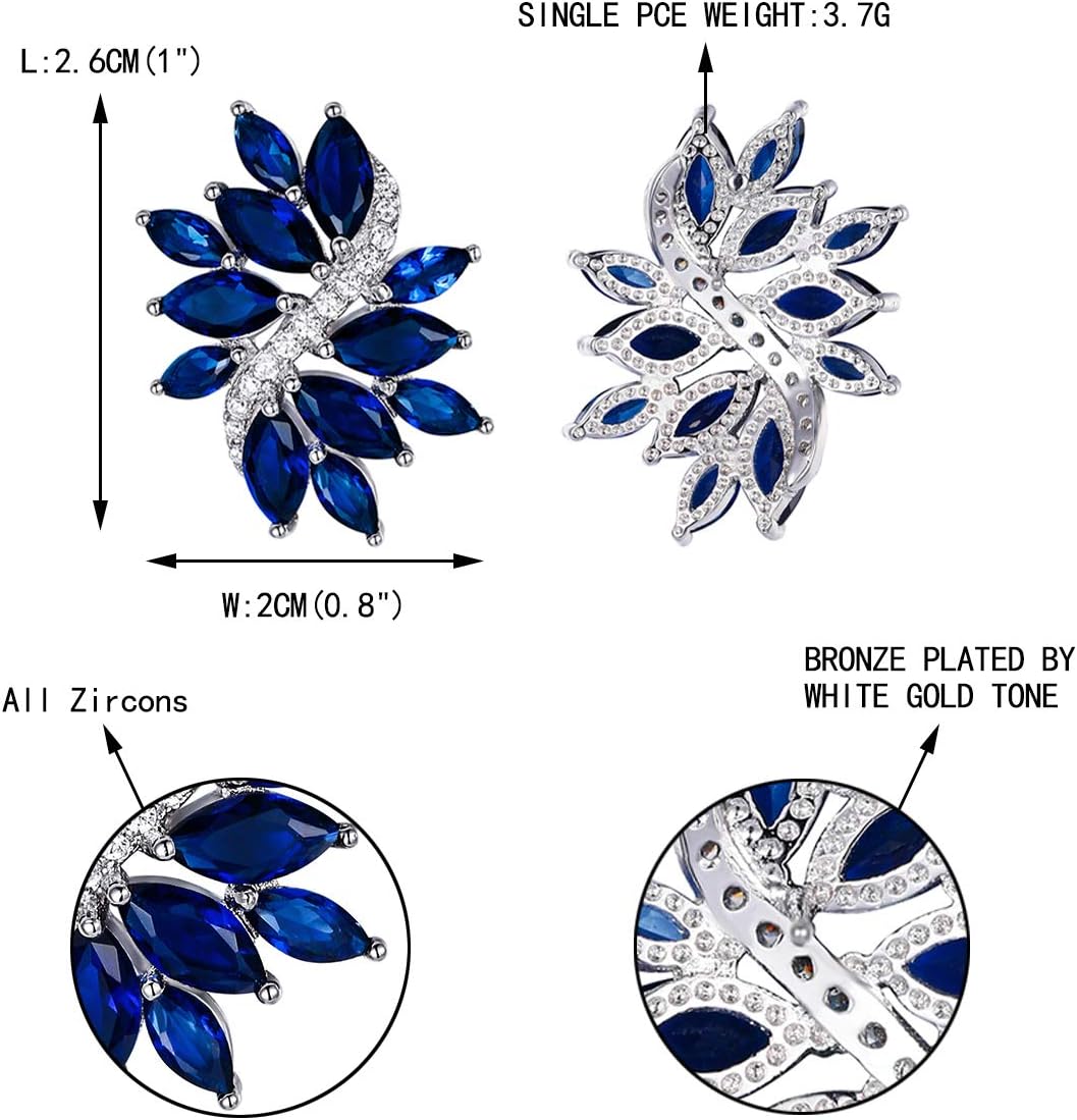 EVER FAITH Women's Cubic Zirconia Elegant Bridal Floral Leaf Pierced Stud Earrings - Image 6