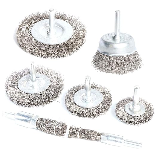 FPPO 7PCS Stainless Steel Wire Wheel Brush, Coarse Crimped Cup Brush