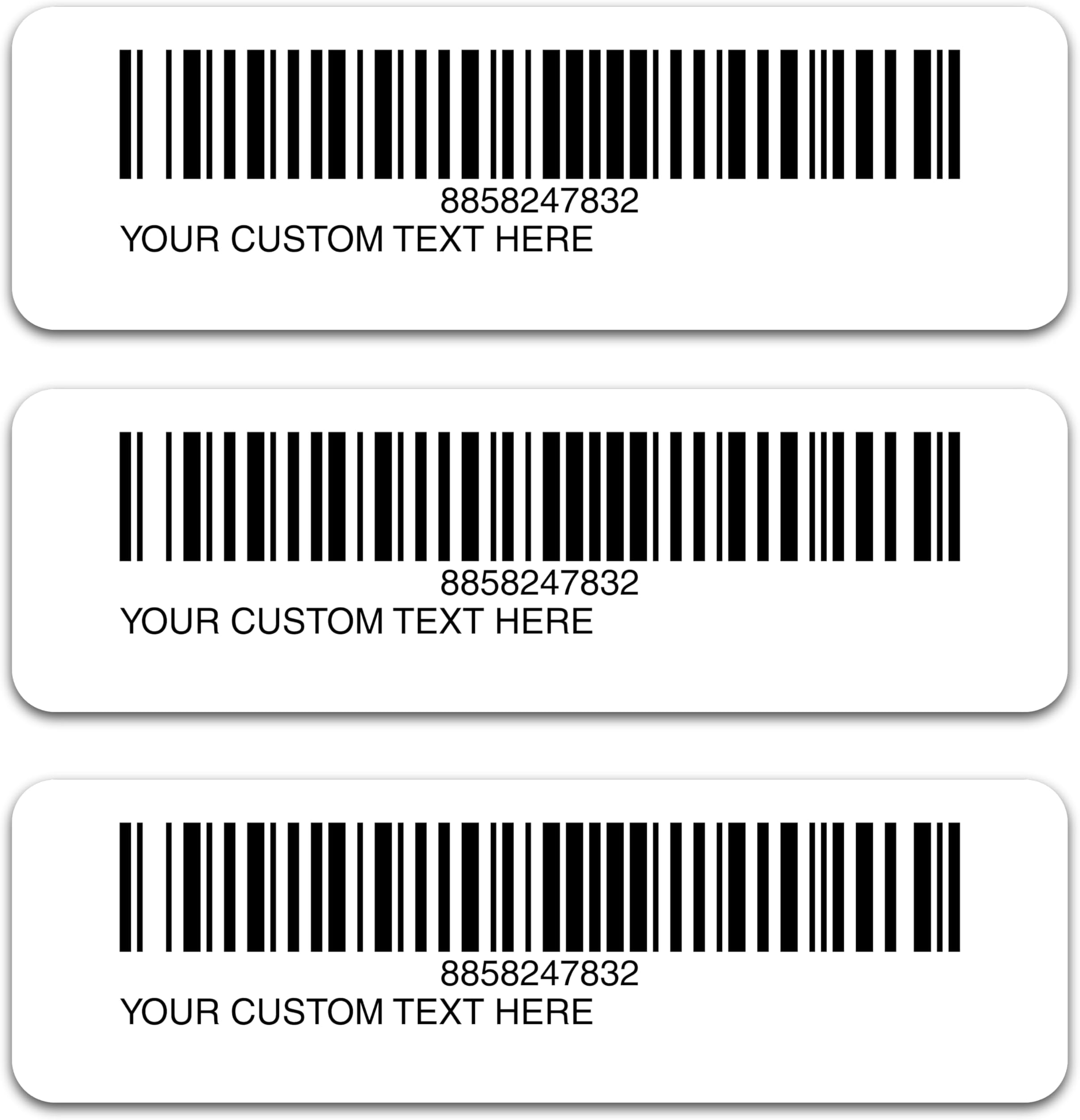 Custom Barcode Labels - Personalized Barcode Stickers - 100-2500 Labels (2.5 x 0.75)