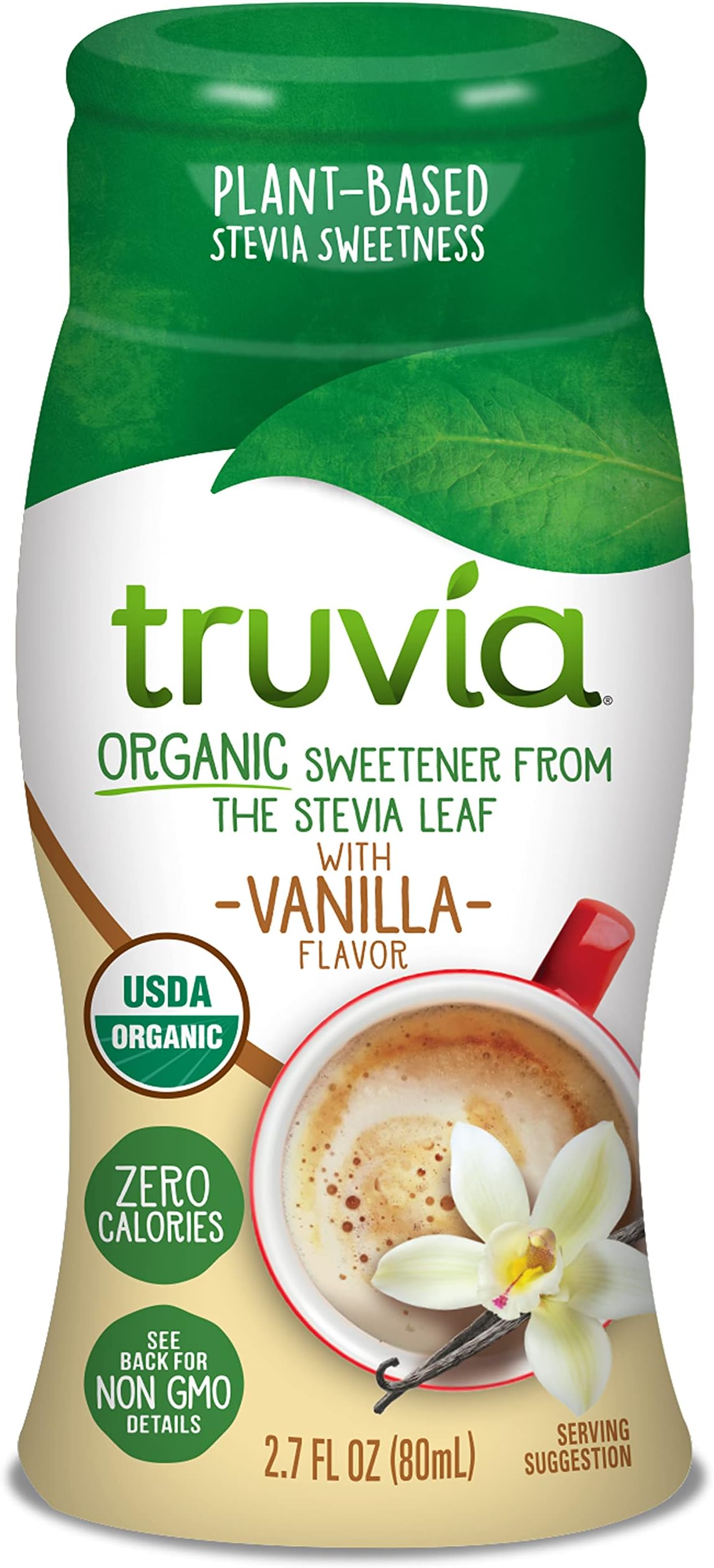 Truvia Organic Zero-Calorie Liquid Stevia Sweetener, 2.7 fluid ounce bottle, Vanilla flavor