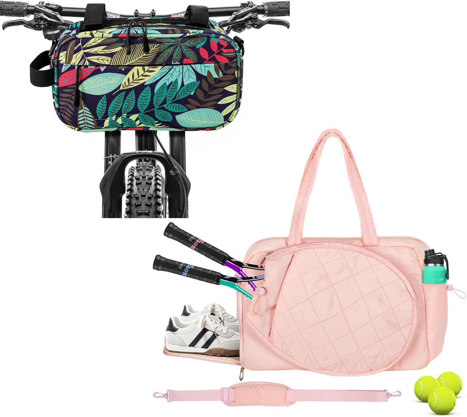 YEEGO DIRECT Handlebar Bag for Bicycles, Bike Bags Multifunctional +Tennis Bag for Women, Multi-Functional Tote & Sling Bag with Shoe Compartment & Wet Pocket