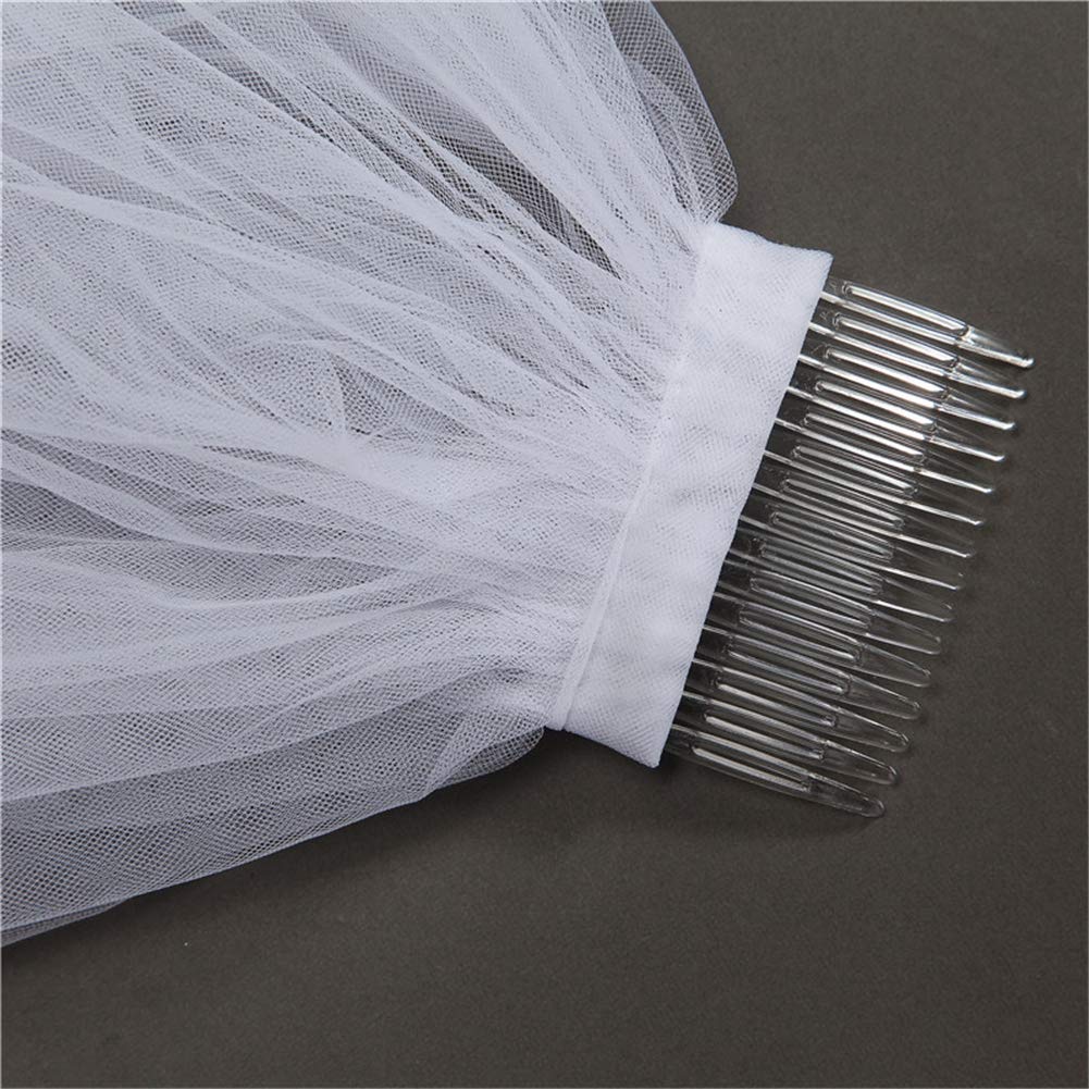3M/4M/5M One Tier Voile da matrimonio con laccio applique bordo bianco avorio catedrale lunghezza matrimonio accessorio lungo velo da sposa con pettine, Ivory,3 x 2 m