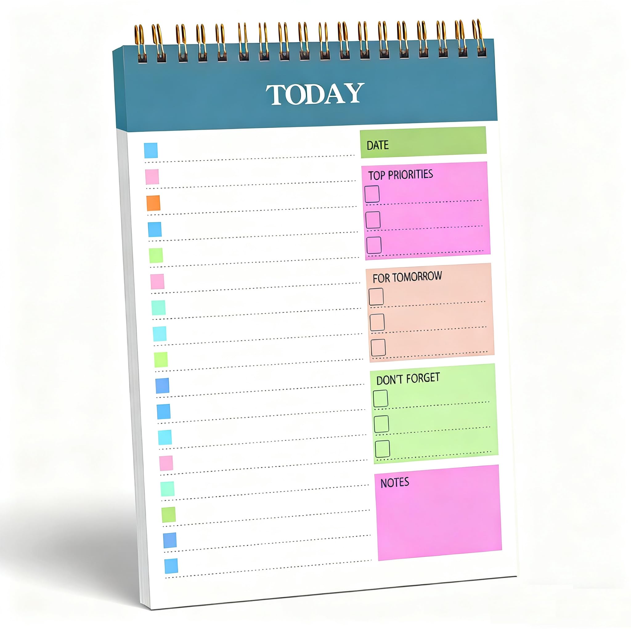 Lovvknd Daily Planner Pad A5 To Do List Notepad, 52 Sheets 104 Pages, Thick Paper Dual-Sided Writing Pad, Schedule Checklist Productivity Notepad for Work Study and Personal Oraganizer, Blue-Daily